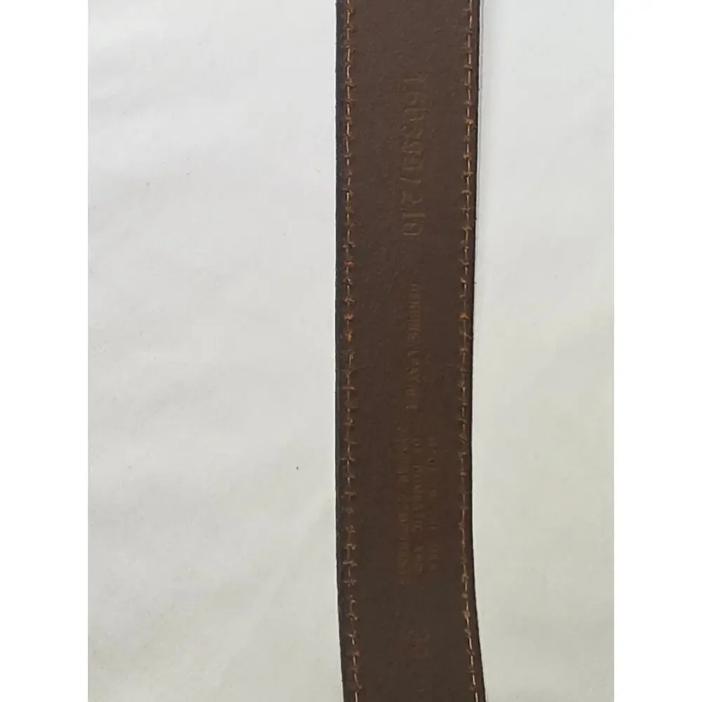 Genuine Leather Belt Made in USA Brown Brass Buckle Stitched 44.75